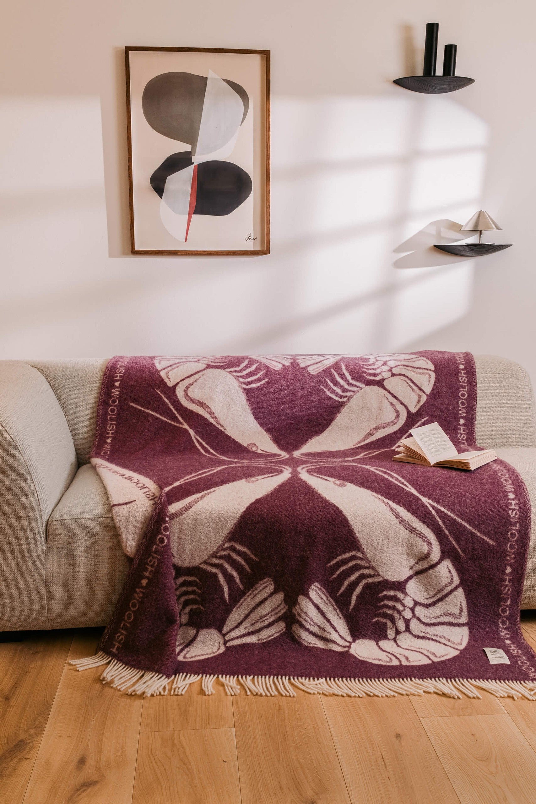 Shrimp love wool throw