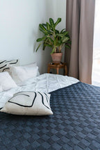Square merino throw - Charcoal grey